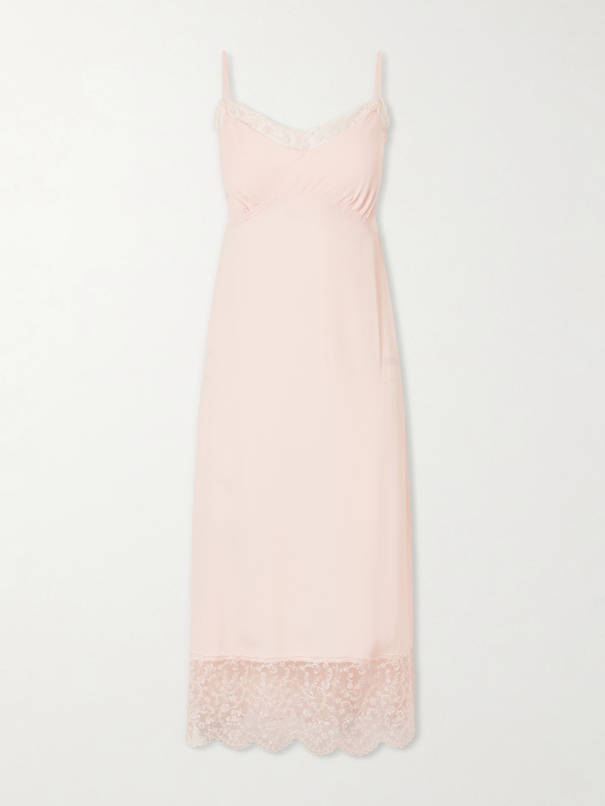 Simone Rocha - Lace-trimmed Crepe De Chine Midi Dress - Pink | NET-A-PORTER (US)