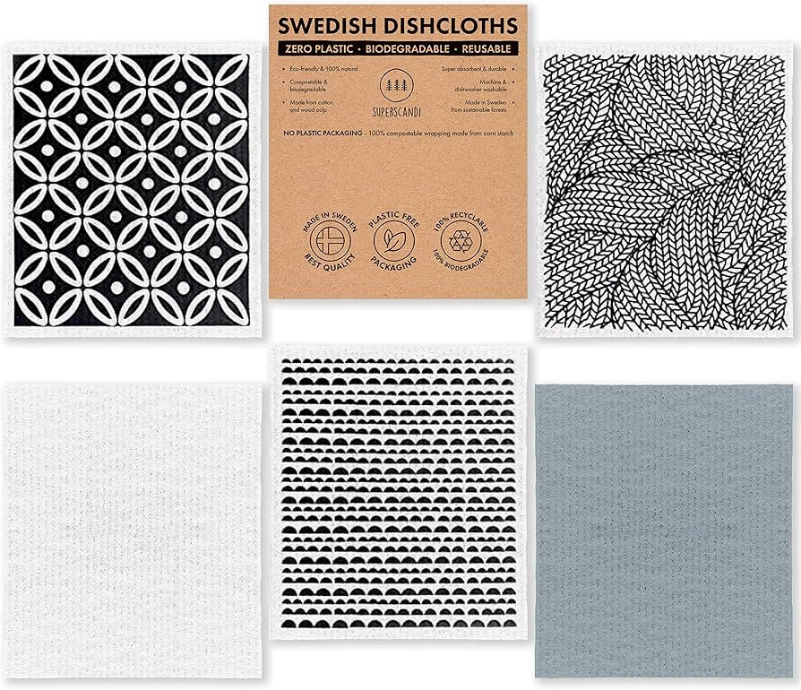 SUPERSCANDI Swedish Dishcloths for Kitchen Eco Friendly Reusable Sustainable Biodegradable Cellul... | Amazon (US)