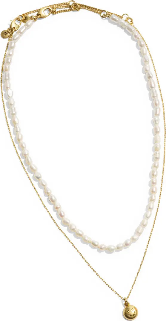 Two-Piece Freshwater Pearl and Smiley Pendant Necklace Set | Nordstrom Rack