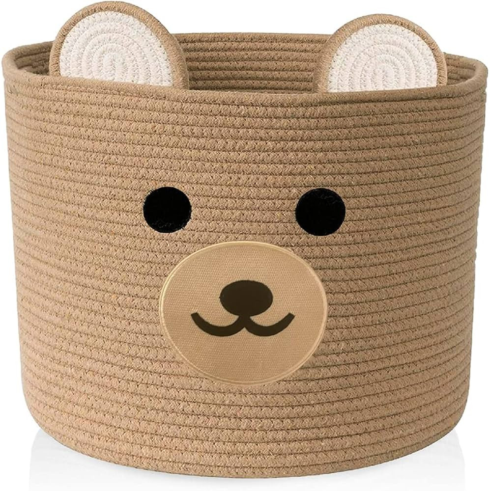 Baby laundry basket - Toy storage bear basket for kids - Nursery baby hamper with handles 15''(W)... | Amazon (US)