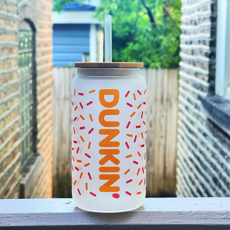 DD 16oz Frosted Can Glass | Coffee Lovers | Iced Coffee | Homemade Gift | DD Coffee Glass | Birth... | Etsy (US)