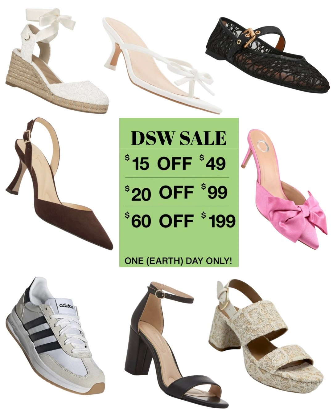 
DSW SALE!!!
Elevate your spring and summer wardrobe with these curated picks from the DSW Earth Day Sale! Whether you're heading to a garden wedding, a casual brunch, or just refreshing your daily rotation, these styles blend seasonal trends like airy lace, natural textures, and pop-of-color bows.
🌿 The Earth Day Deal
Score major savings today only with code EARTHDAY:
• $15 OFF orders of $49+
• $20 OFF orders of $99+
• $60 OFF orders of $199+

Shop the sale before it ends tonight!
#LTKSale

#LTKSeasonal