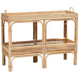 Lombok 39 1/4" Wide Natural Brown Rattan Console Table | www.lampsplus.com | Lamps Plus