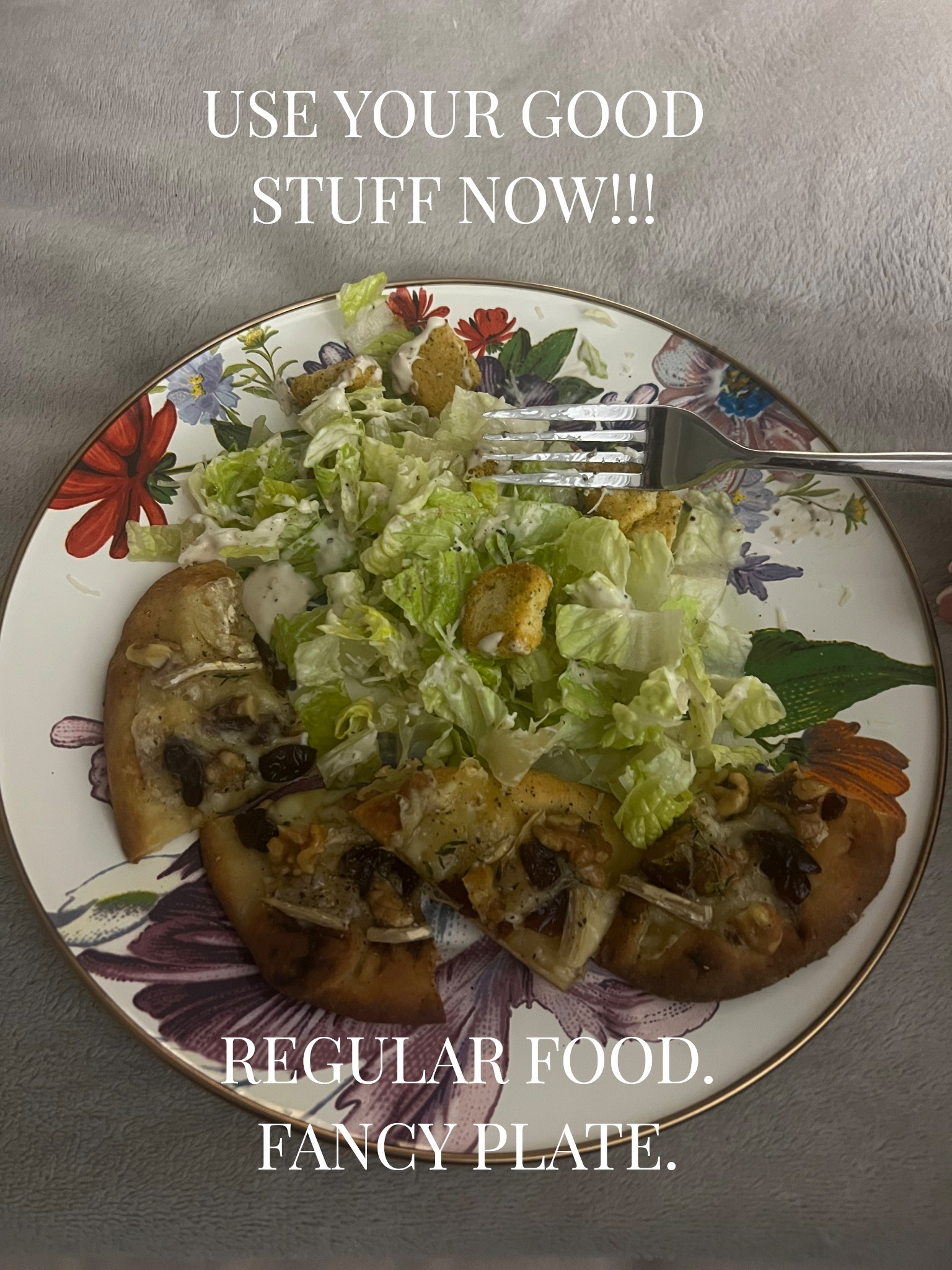 Not only did I use my Mackenzie-Childs plate, I tried a Pinterest recipe that was really good. It was a little pizza made naan.

Let me know if you want me to share the pin!

#LTKfoodie #LTKHome