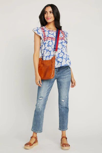 THML Flower Print Embroidered Top | Social Threads