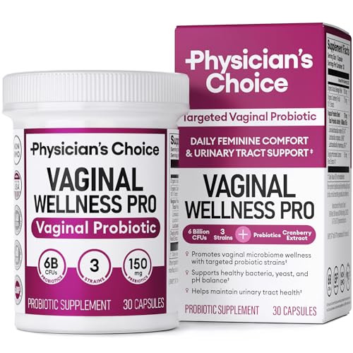 Physician's CHOICE Vaginal Probiotics for Women - Unique with Licorice Root - PH Balance, Odor Control, Yeast, Vaginal Microbiome & Feminine Health - 6B CFU - Organic Prebiotic, Cranberry - 30 CT | Amazon (US)