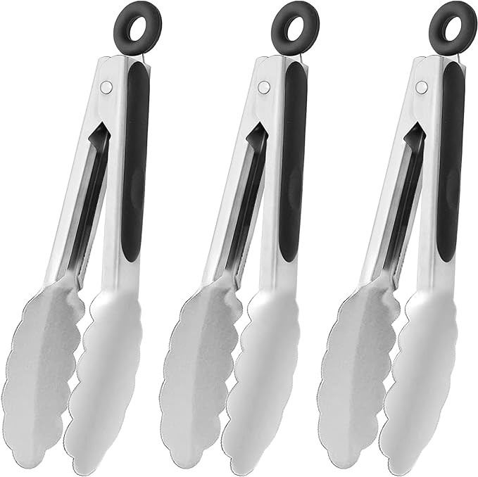Small Stainless Steel Serving Tongs 7-Inch Mini Food Tongs, Set of 3 | Amazon (US)