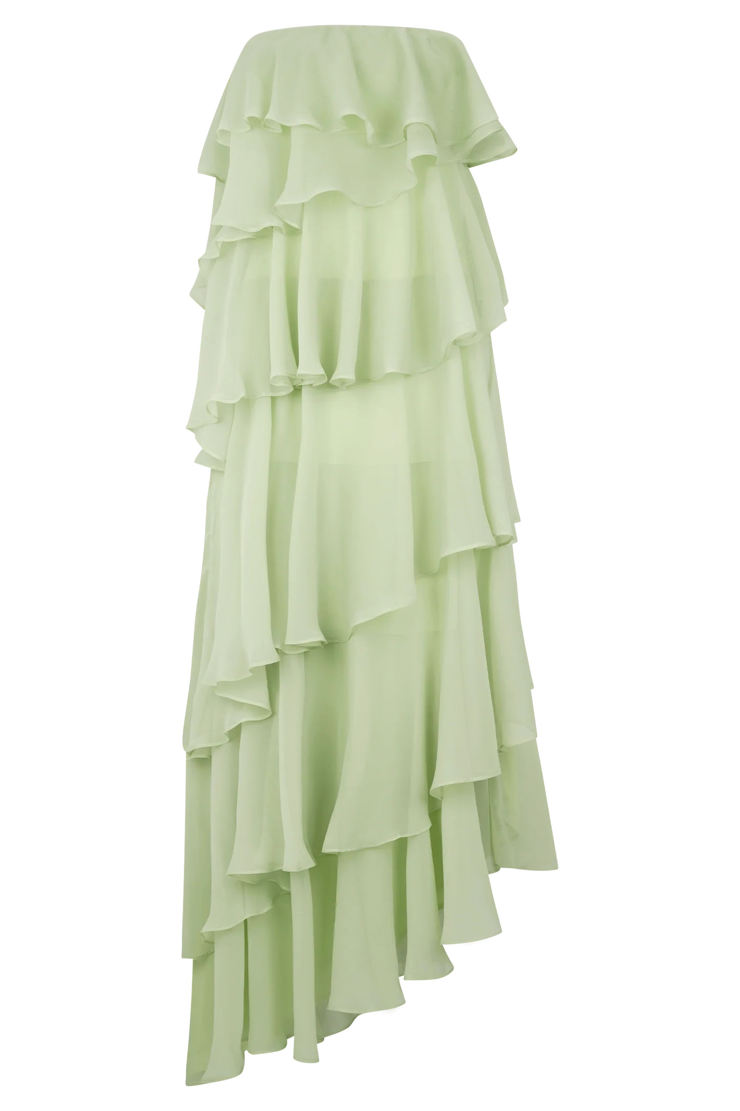 Ruffle Chiffon Maxi Dress - Pastel Lime | MESHKI US