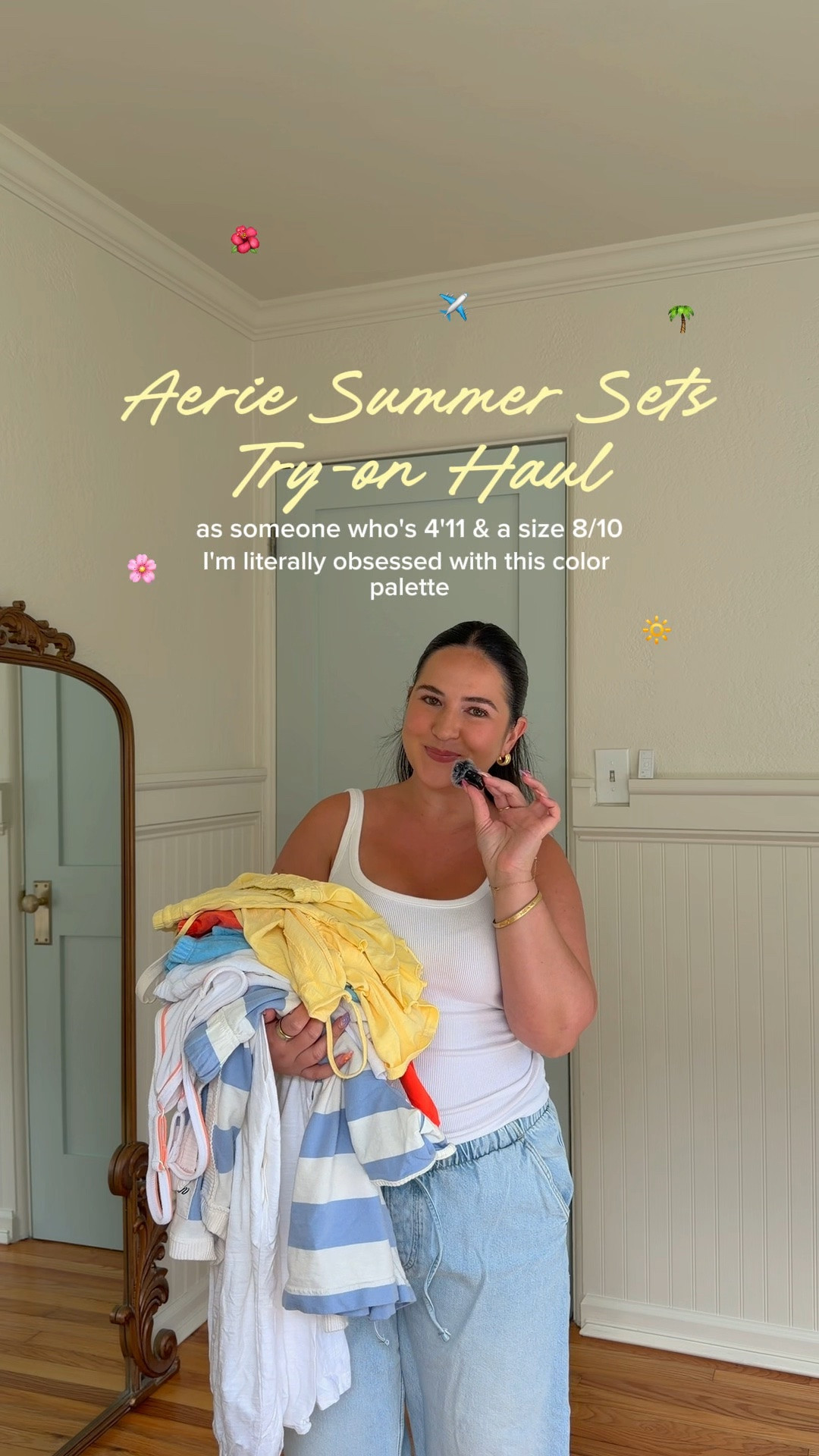 One of the best parts about vacation? Vacation outfits!! 🌞 SIZING BELOW 👇🏼 // aerie haul, summer shopping haul, beach vacation

Blue Striped Sweater: M
Blue Striped Shorts: M
Blue Terry Tank: M
Blue Terry Shorts: L
White Terry Tank: M
White Terry Shorts: L
Orange Tank: M
White Pants: M Short
Yellow Top: M
Yellow Shorts: M

#LTKPetite #LTKMidsize #LTKSeasonal