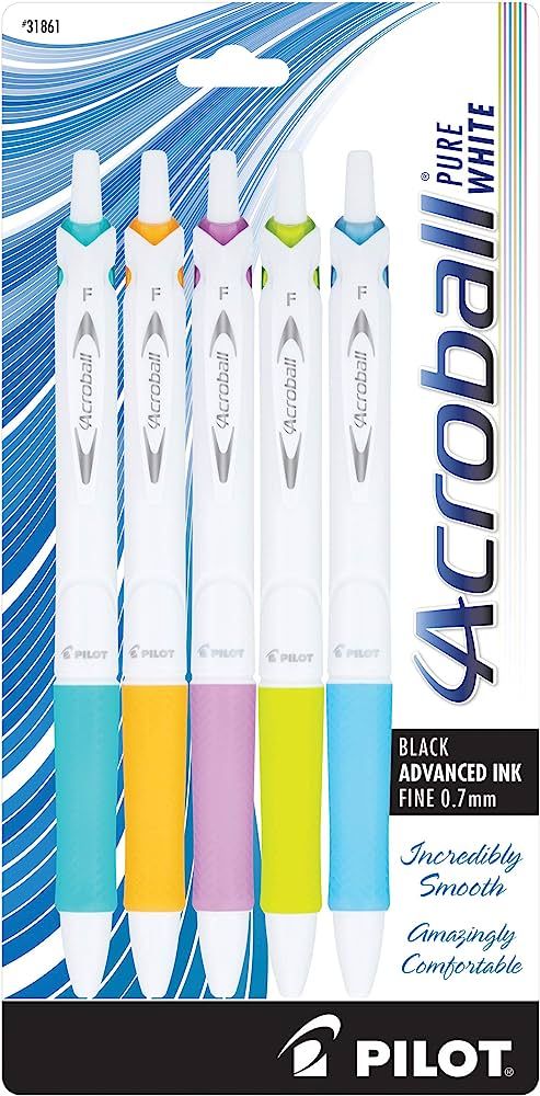 PILOT Acroball PureWhite Advanced Ink Refillable & Retractable Ball Point Pens with Turquoise/Ora... | Amazon (US)