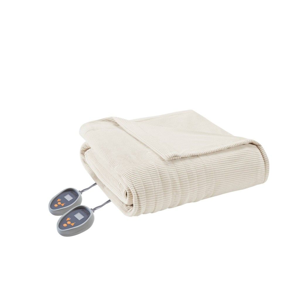 Knitted Micro Fleece Electric Blanket () Ivory - Beautyrest | Target