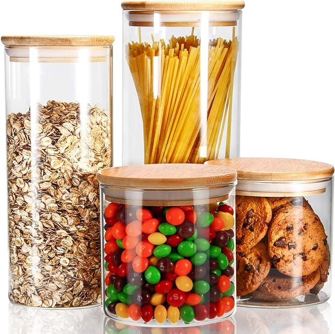 YULEER Airtight Food Storage Container, Glass Jars with Lid, Glass Jar for Serving Candy, Cookie,... | Amazon (US)