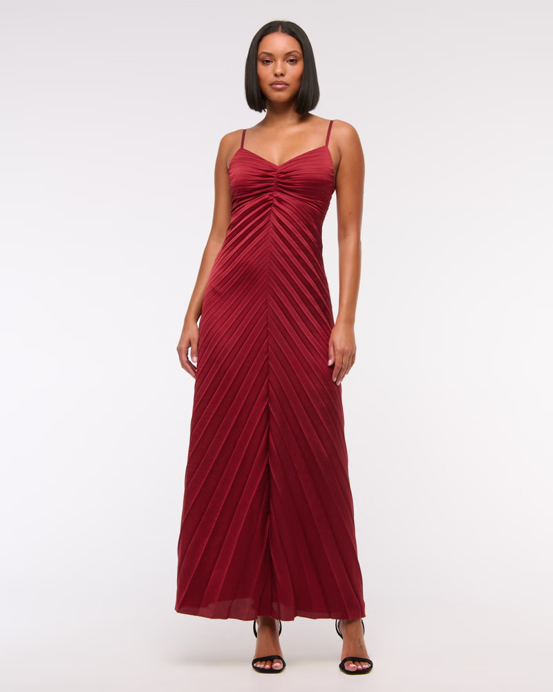 The A&F Giselle Sunburst Pleated Maxi Dress | Abercrombie & Fitch (US)
