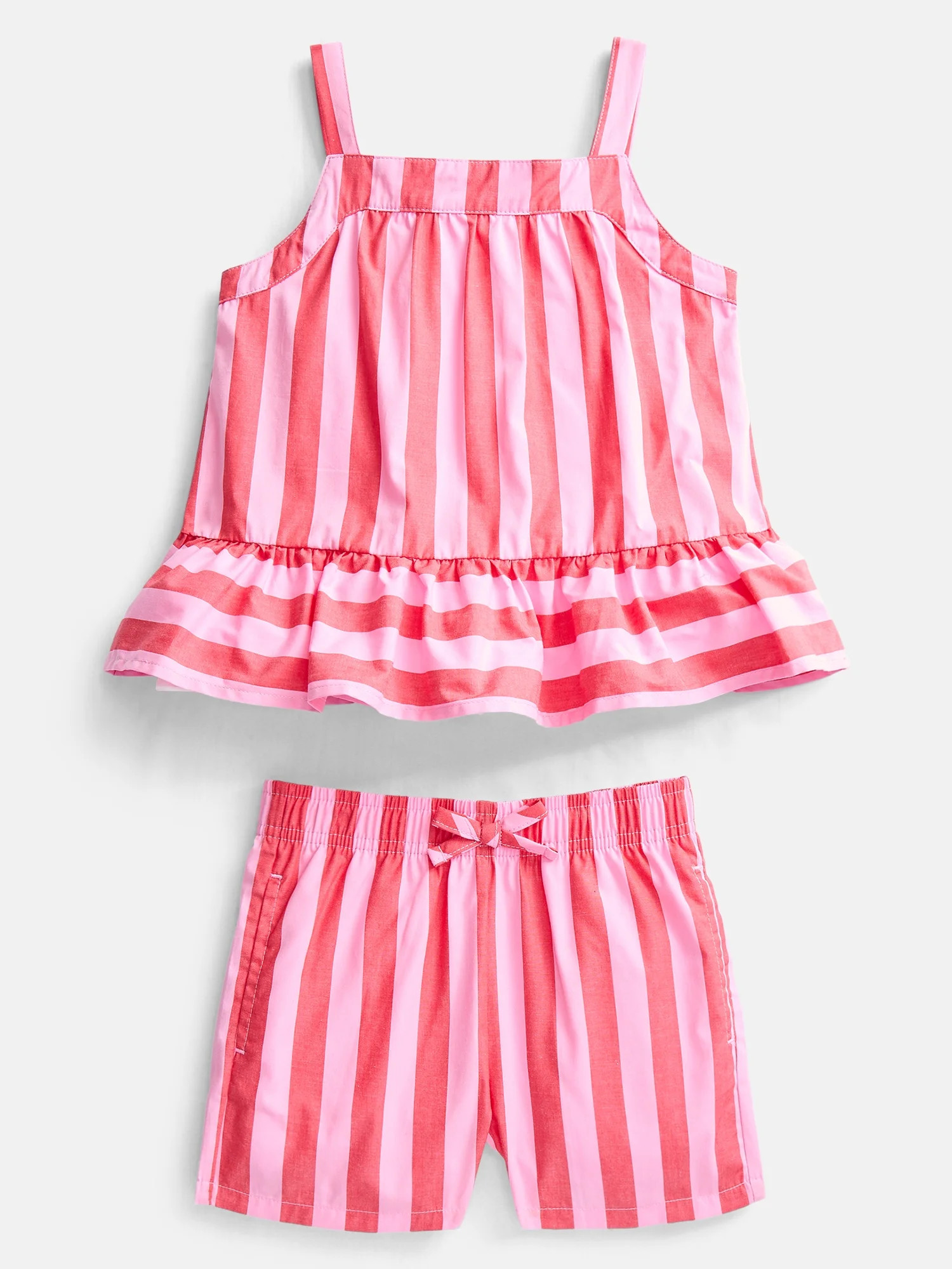 Wonder Nation Toddler Girls' Striped Tank Top and Shorts Set, 2-Piece, Sizes 12M-5T - Walmart.com | Walmart (US)