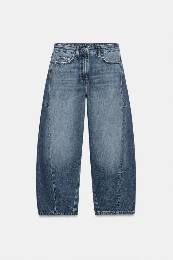 Zara - Zw Collection Mid-Rise Balloon Jeans - Yellow - 26 (Ca 2) - Woman | Zara Canada