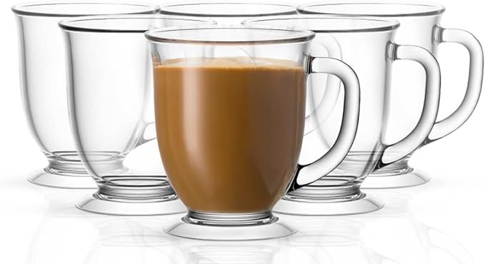 Clear Glass Coffee Mugs, by Kook, Espesso Cups, Clear Coffee Mugs, 15 oz, Set of 6, for Drinking ... | Amazon (US)