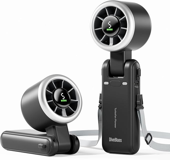 Diveblues Portable Handheld Turbo Fan, 5 Gear Wind, Battery Operated, Up to 12 Working Hours, 3 I... | Amazon (US)