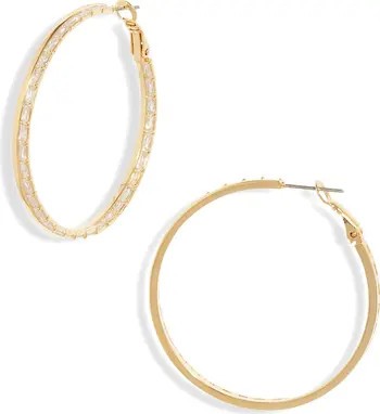 Nordstrom Baguette Cubic Zirconia Inside Out Hoop Earrings | Nordstrom | Nordstrom