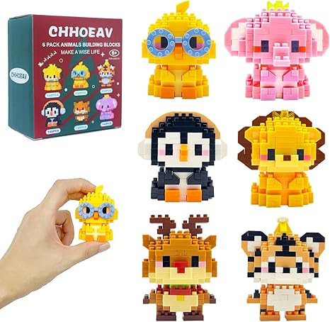 6 Pack Cute Mini Animal Building Blocks Toys for Kids Easter Egg Fillers, Classroom Prizes Stocki... | Amazon (US)