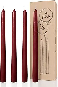 CANDWAX 10 inch Taper Candles Set of 4 - Dripless Taper Candles and Unscented Candlesticks - Perf... | Amazon (US)