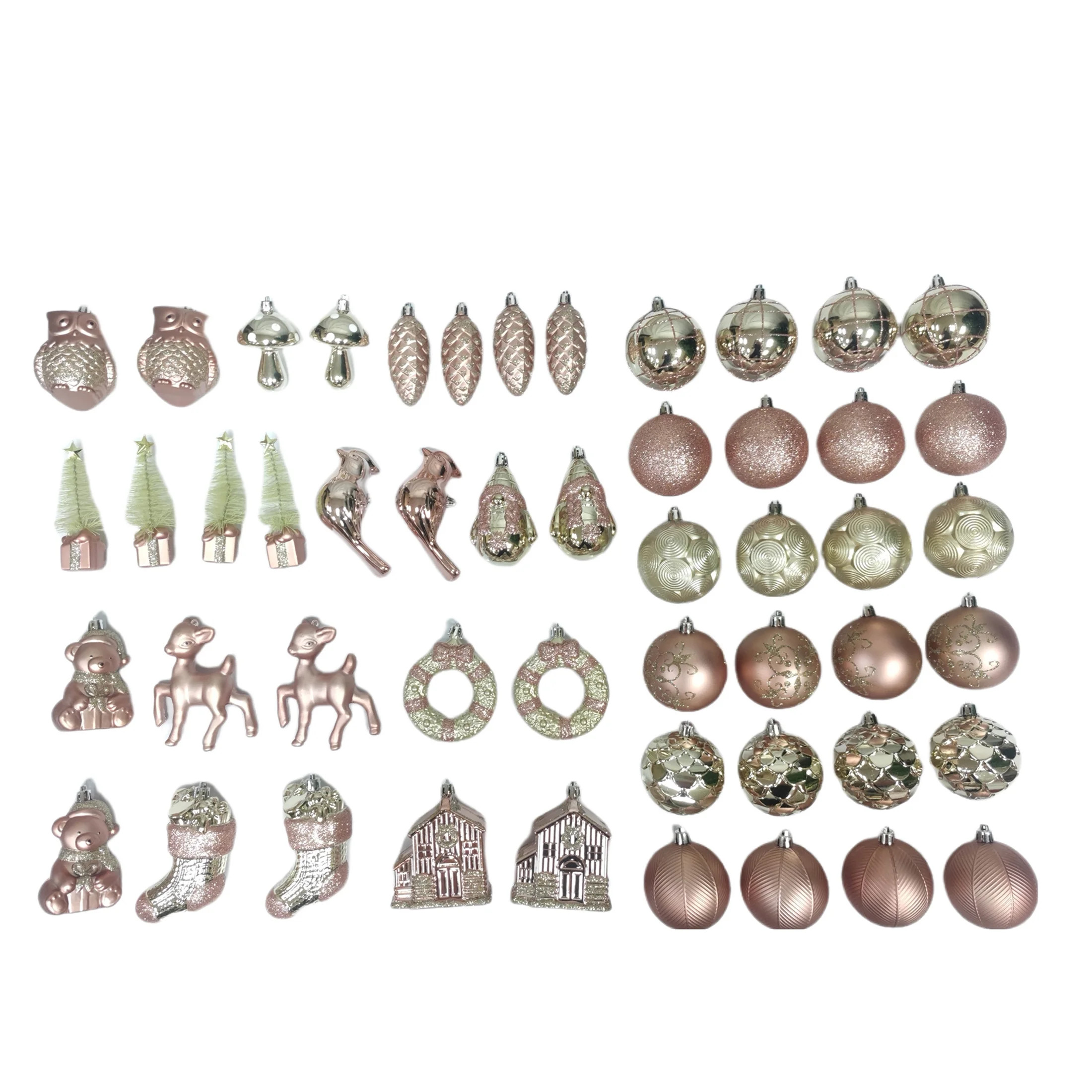 Blush and Champagne Symbols of Christmas Shatterproof Ornaments, 50 Count, by Holiday Time | Walmart (US)