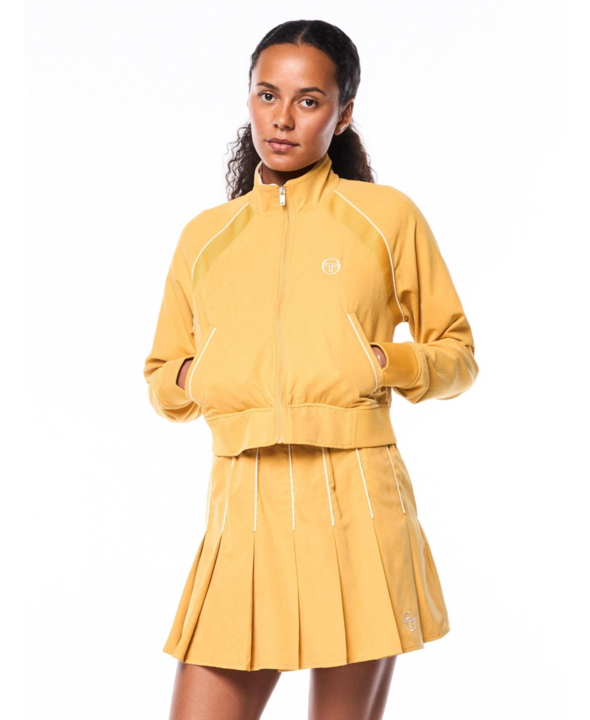 Sergio Tacchini Women's Via Cropped Track Jacket - Honey gold | Macy's