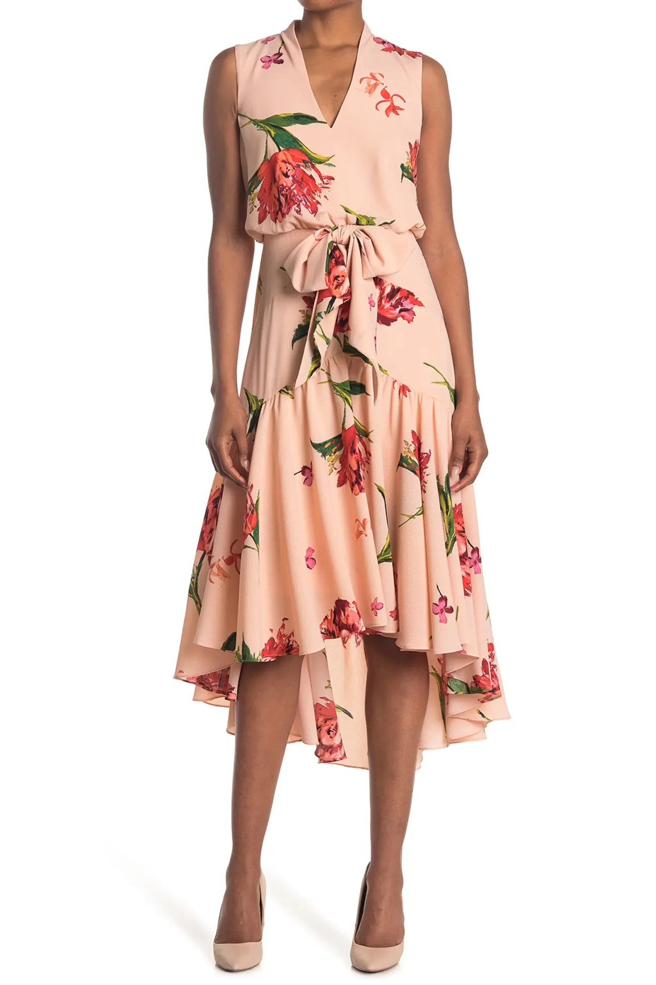 Taylor | Printed V-Neck Hi-Lo Tiered Dress | Nordstrom Rack | Nordstrom Rack