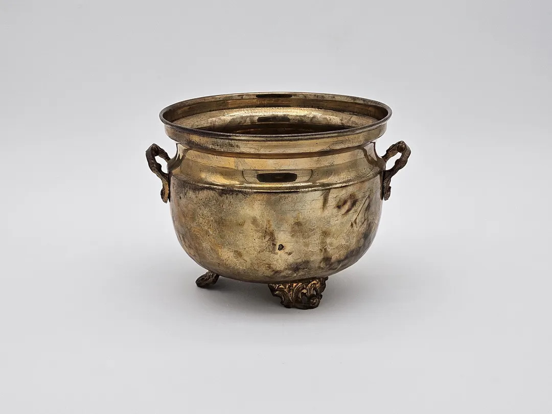 Vintage Solid Brass Footed Bowl Planter Cachepot With Handles Made in India - Etsy | Etsy (US)