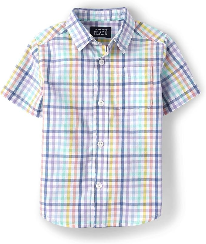 The Children's Place boys Short Sleeve Button Up Shirt | Amazon (US)