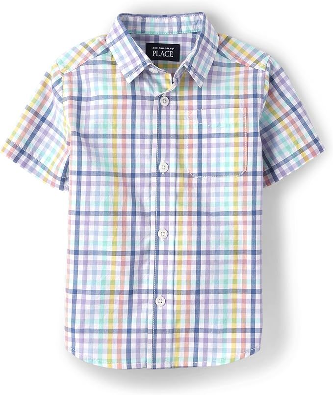 The Children's Place Big Boys' Short Sleeve Button Down Shirt | Amazon (US)