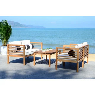 Safavieh Outdoor Alda 4-pc. Black/White Set w/ Accent Pillows | Bed Bath & Beyond