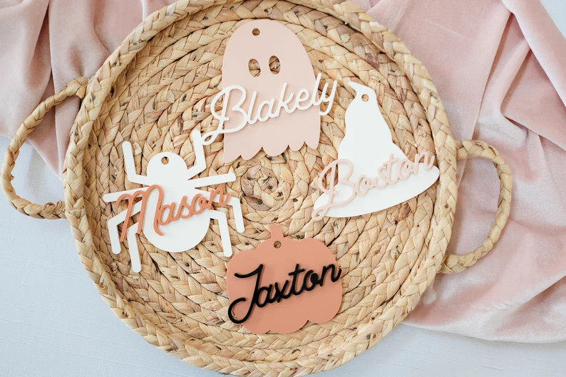 Halloween Gift Tag Pumpkin Gift Tag Halloween Basket Acrylic Halloween Tag Personalized Halloween... | Etsy (US)