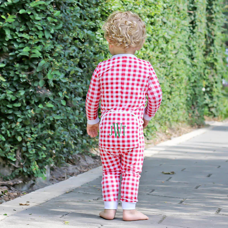 Red Gingham Knit Zip Sleeper | Classic Whimsy