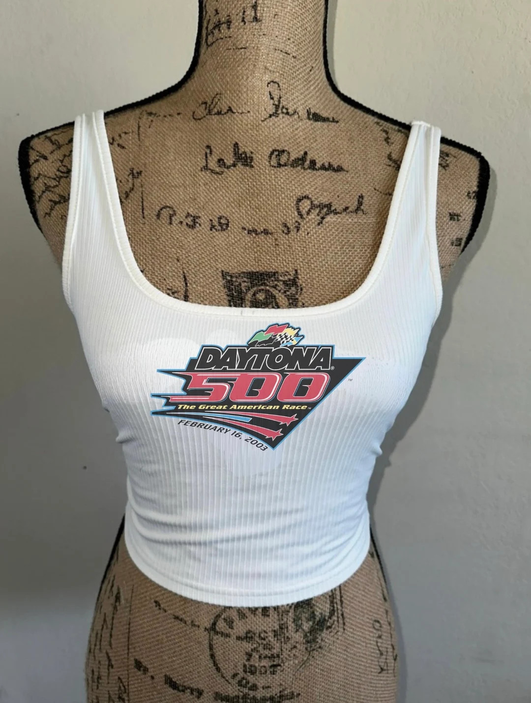Vintage Daytona 500 Tank Top: White Ribbed Crop Top - Etsy | Etsy (Global)