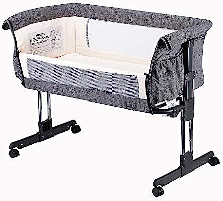 Mika Micky Bedside Sleeper Bedside Crib Easy Folding Portable Crib,Grey | Amazon (US)