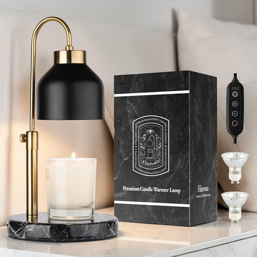 Marble Candle Warmer Lamp with Timer & Dimmer - Adjustable Height Electric Wax Melt Warmer fit fo... | Amazon (US)