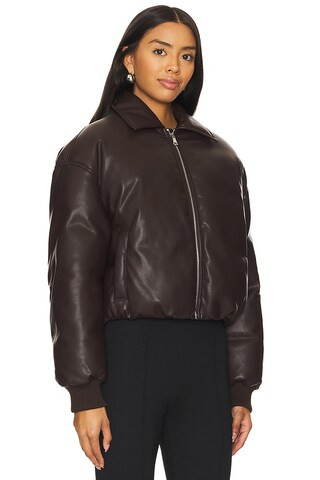 Sanja Faux Leather Jacket in Brown | Revolve Clothing (Global)