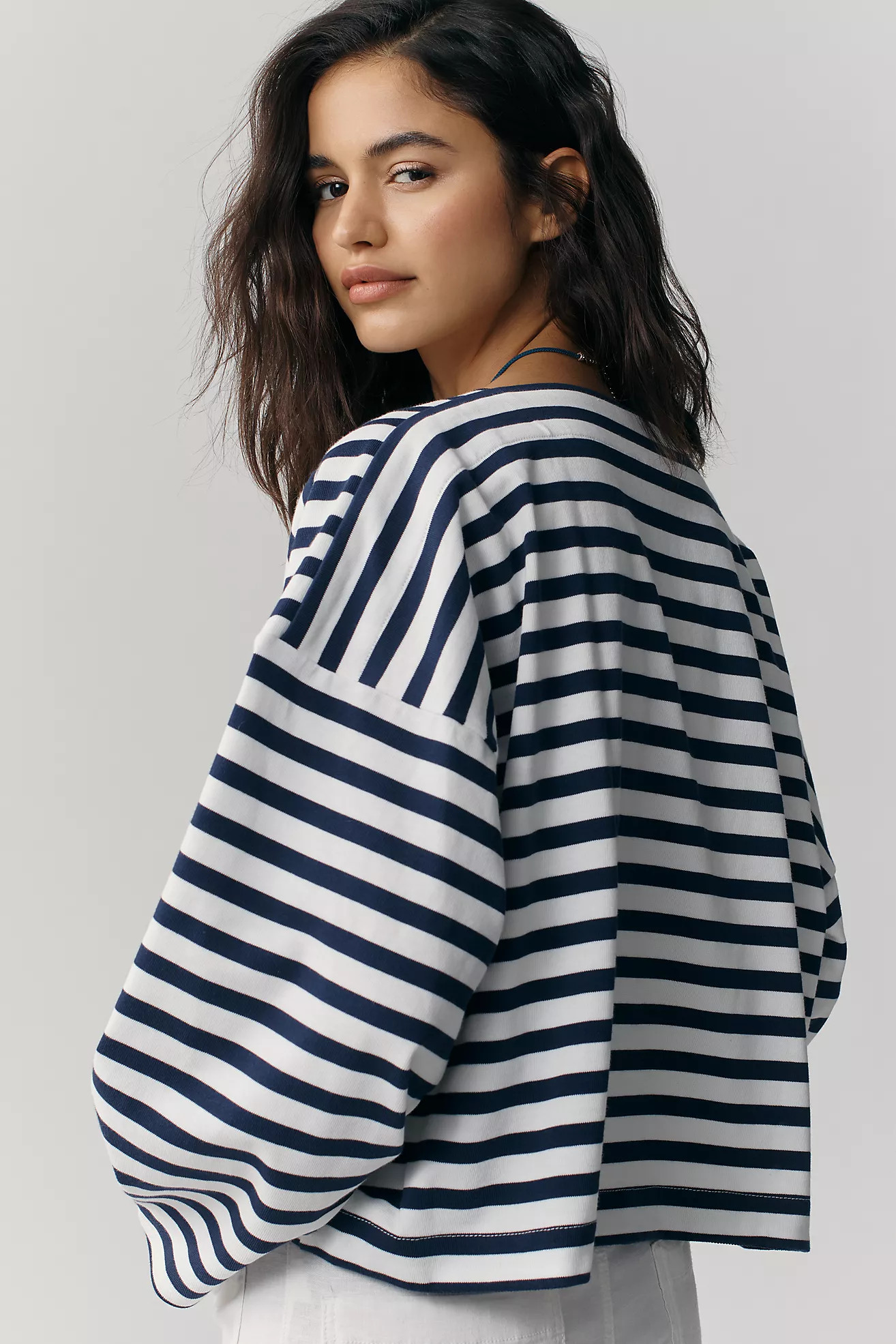 Maeve Pieced Stripe Long-Sleeve Shirt | Anthropologie (US)