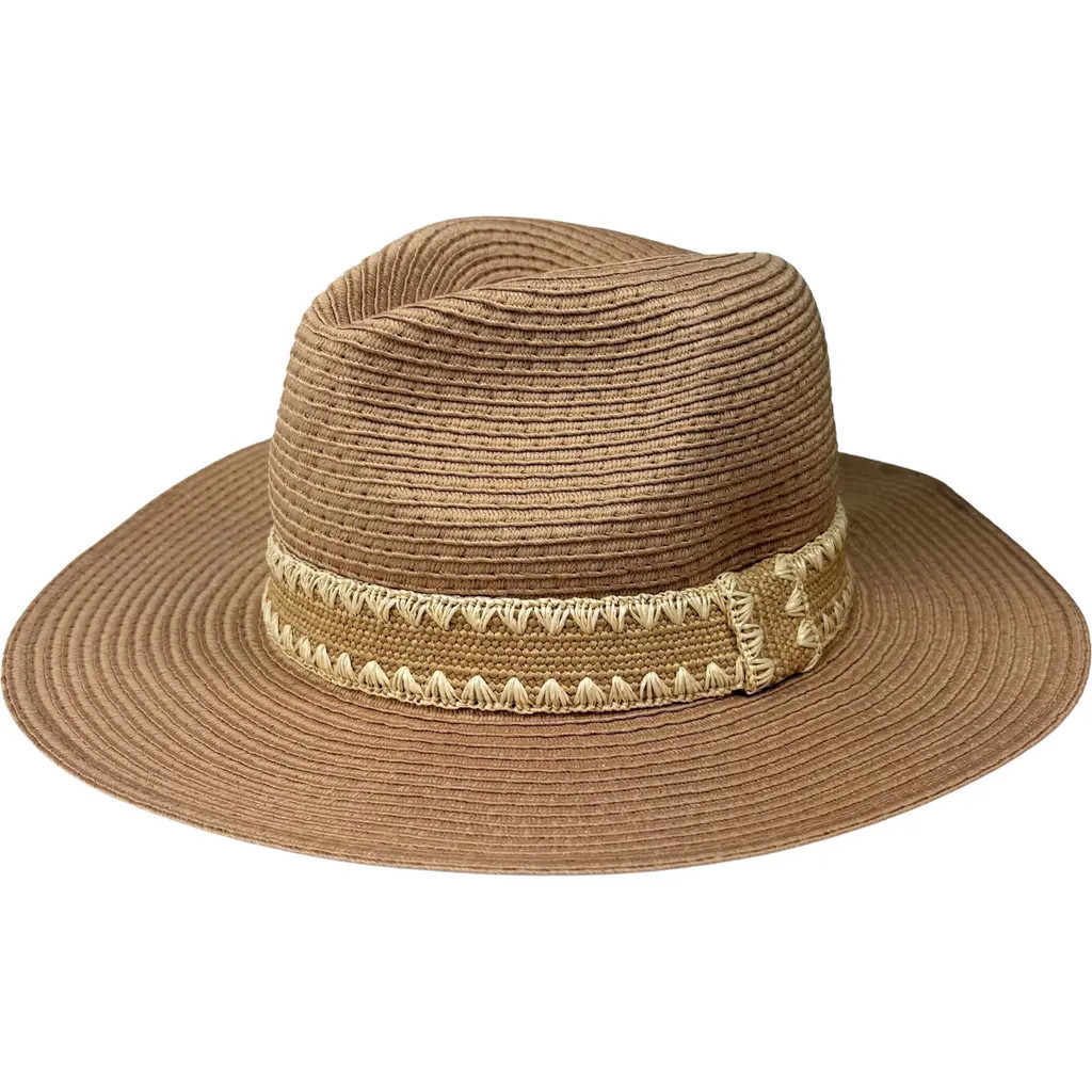 Nicole Miller Stitch Band Straw Panama Hat in Natural at Nordstrom Rack | Nordstrom Rack