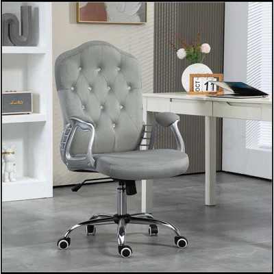 Comfortable Home Office Chair with Button Tufted Design, Swivel Wheels, Adjustable Height, and Tilt Function for Enhanced Work Experience | Wayfair North America
