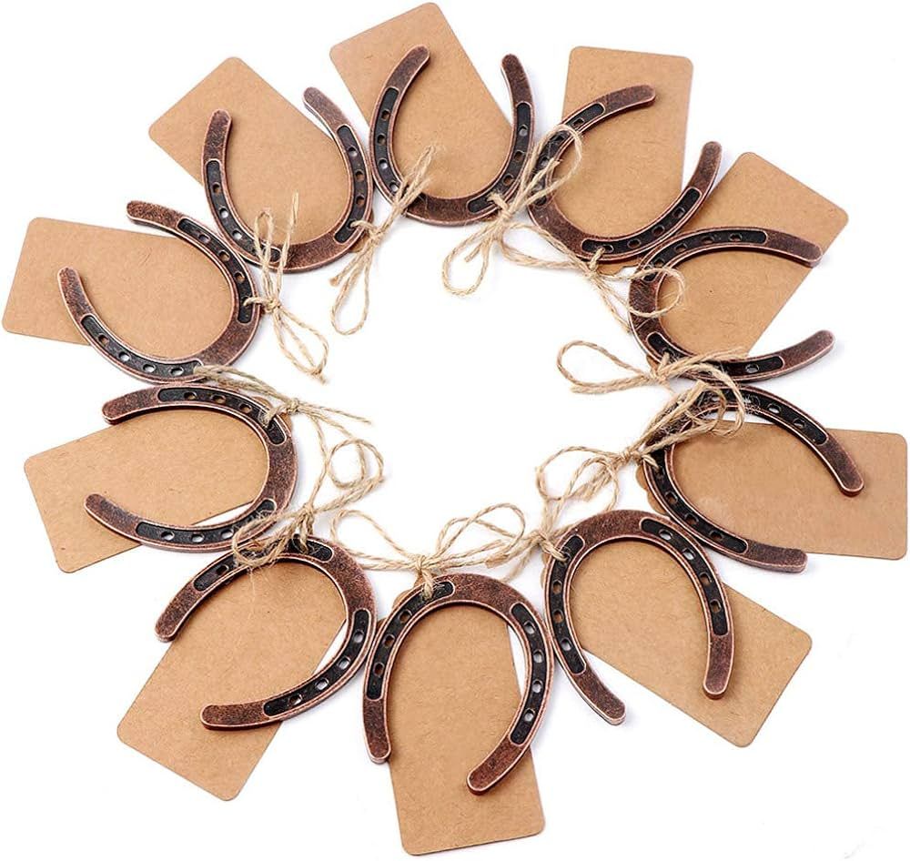 OurWarm 10pcs Good Lucky Horseshoe Wedding Favors with Kraft Tags Rustic Horseshoe Gifts for Vint... | Amazon (US)