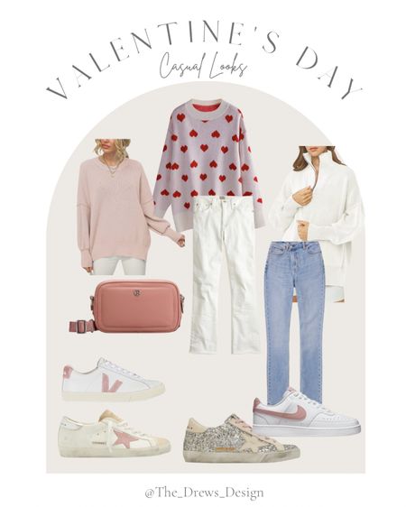 Shop casual and comfortable looks for Valentine’s Day. Women’s outfit, j crew, Amazon fashion, heart sweater, Valentine’s Day outfit, golden goose, Veja sneakers, Nike shoes, Lululemon bag

#LTKstyletip #LTKGiftGuide #LTKSeasonal