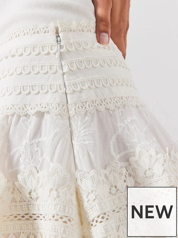 AllSaints Lillith Embroidered Mini Skirt - White | Very (UK)