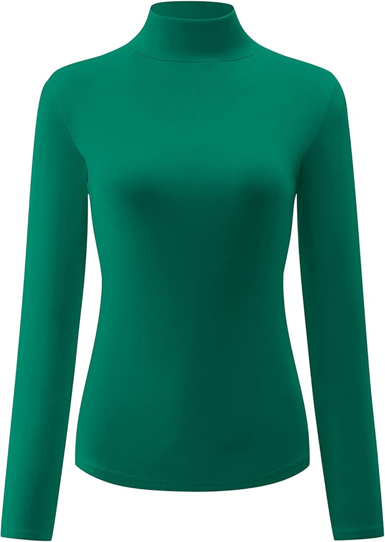 Kindcall Womens Slim Fitted Mock Turtleneck Tops Long Sleeve Lightweight Base Layer Shirts | Amazon (US)
