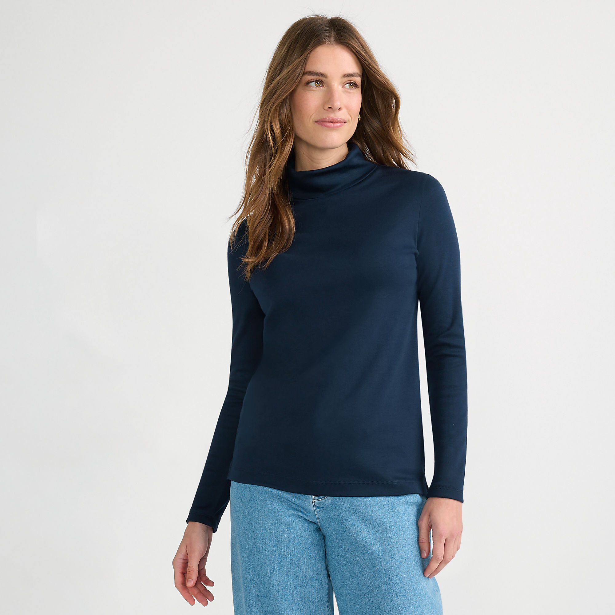 Women's Supima Cotton Fitted Long Sleeve Turtleneck | Lands' End (US)
