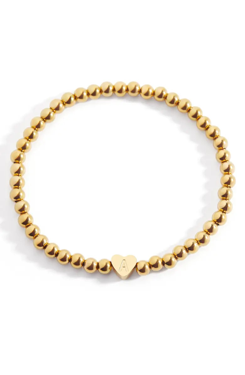 Gold Beaded with Heart Initial Bracelet | Nordstrom