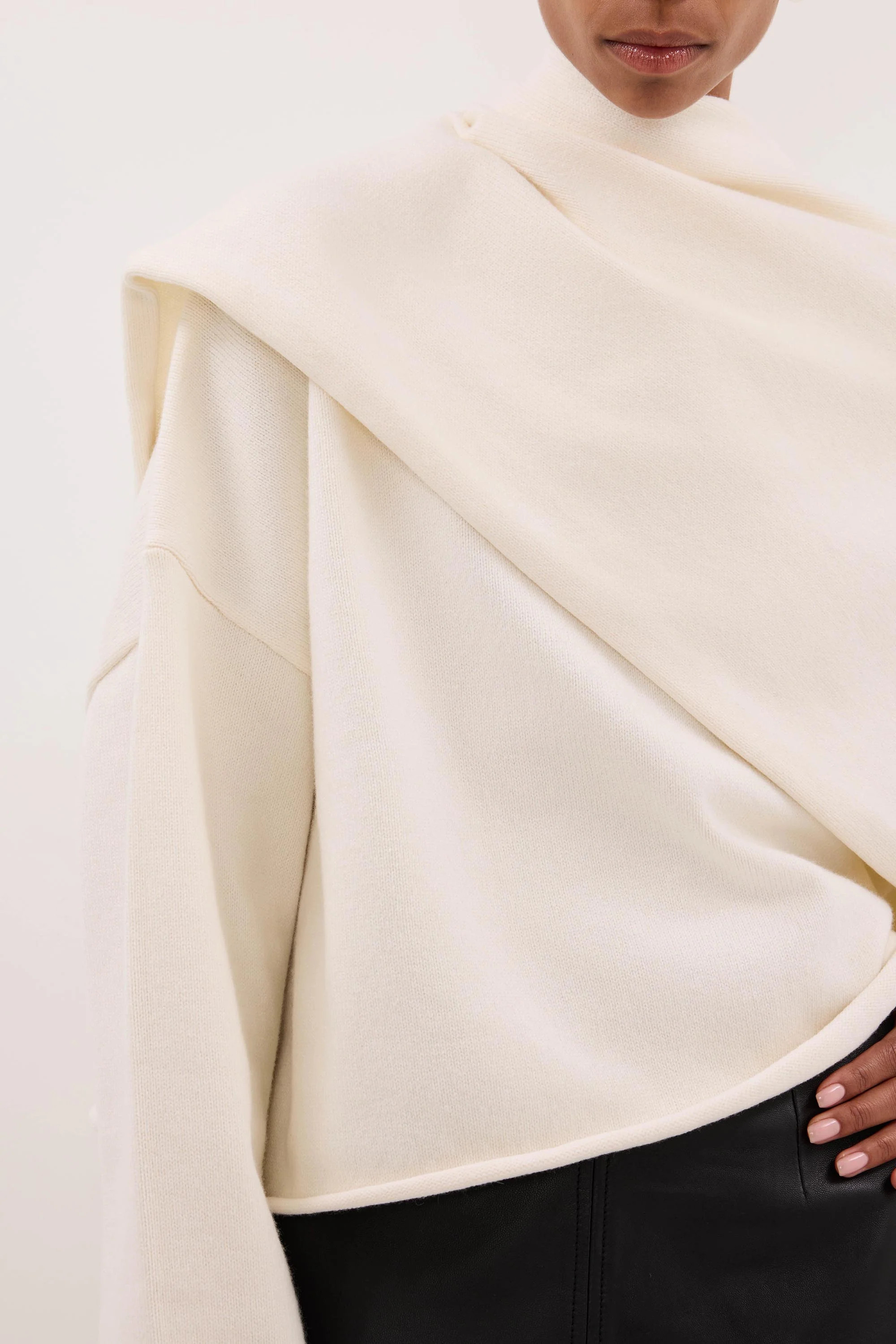 ANDIE IVORY SCARF KNIT JUMPER | DISSH