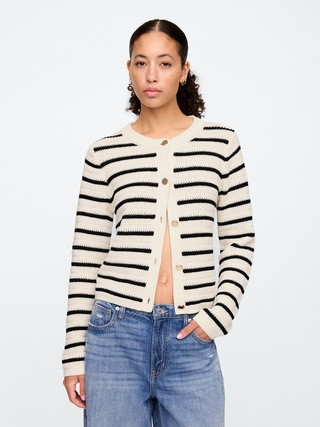 Stripe Mixed-Stitch Cardigan | Gap Factory