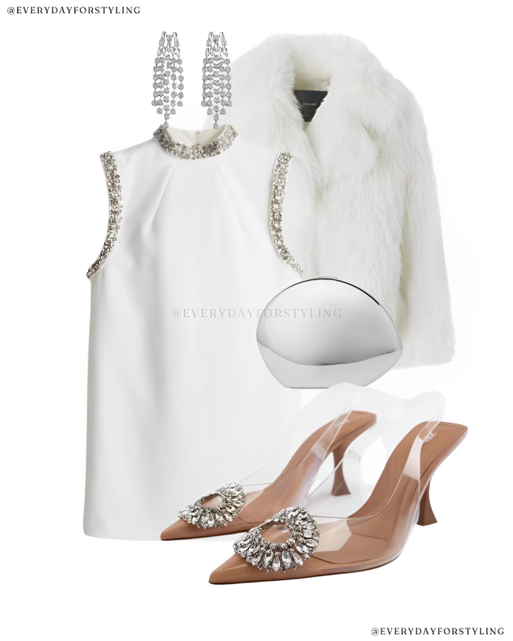 White mini dress with fur coat for Holiday party outfit 🪩🎉✨ Linked everything to shop 🫶

#LTKCyberWeek #LTKParties #LTKHoliday