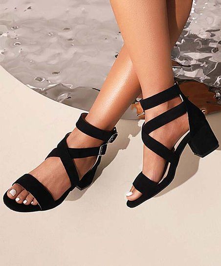 Black Block-Heel Ankle-Strap Sandal - Women | Zulily